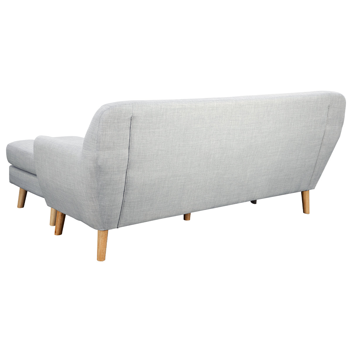 Mirren 3-Seater L-Shaped Linen Corner Wooden Sofa Lounge Left Chaise - Light Grey