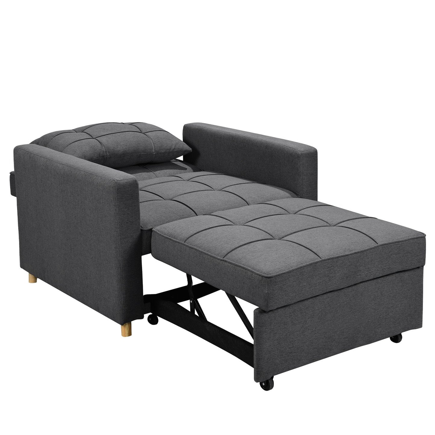 Mindy 3-in-1 Convertible Lounge Chair Bed - Dark Grey