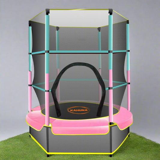 Kahuna Trampoline 4.5FT Round Free Safety Net Spring Pad Cover Mat Outdoor Green Pink