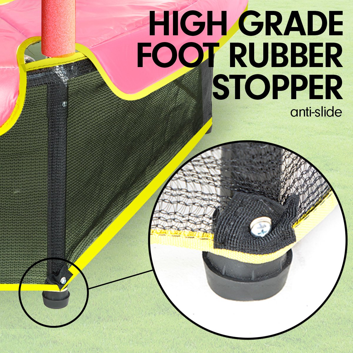 Kahuna Trampoline 4.5FT Round Free Safety Net Spring Pad Cover Mat Yellow Pink