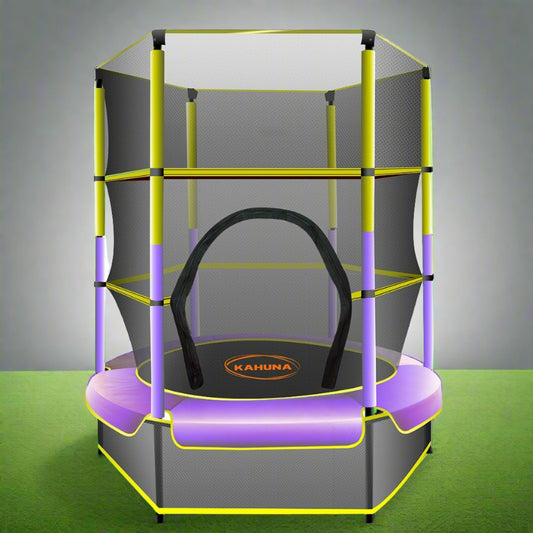 Kahuna Trampoline 4.5FT Round Free Safety Net Spring Pad Cover Mat Outdoor Yellow Purple