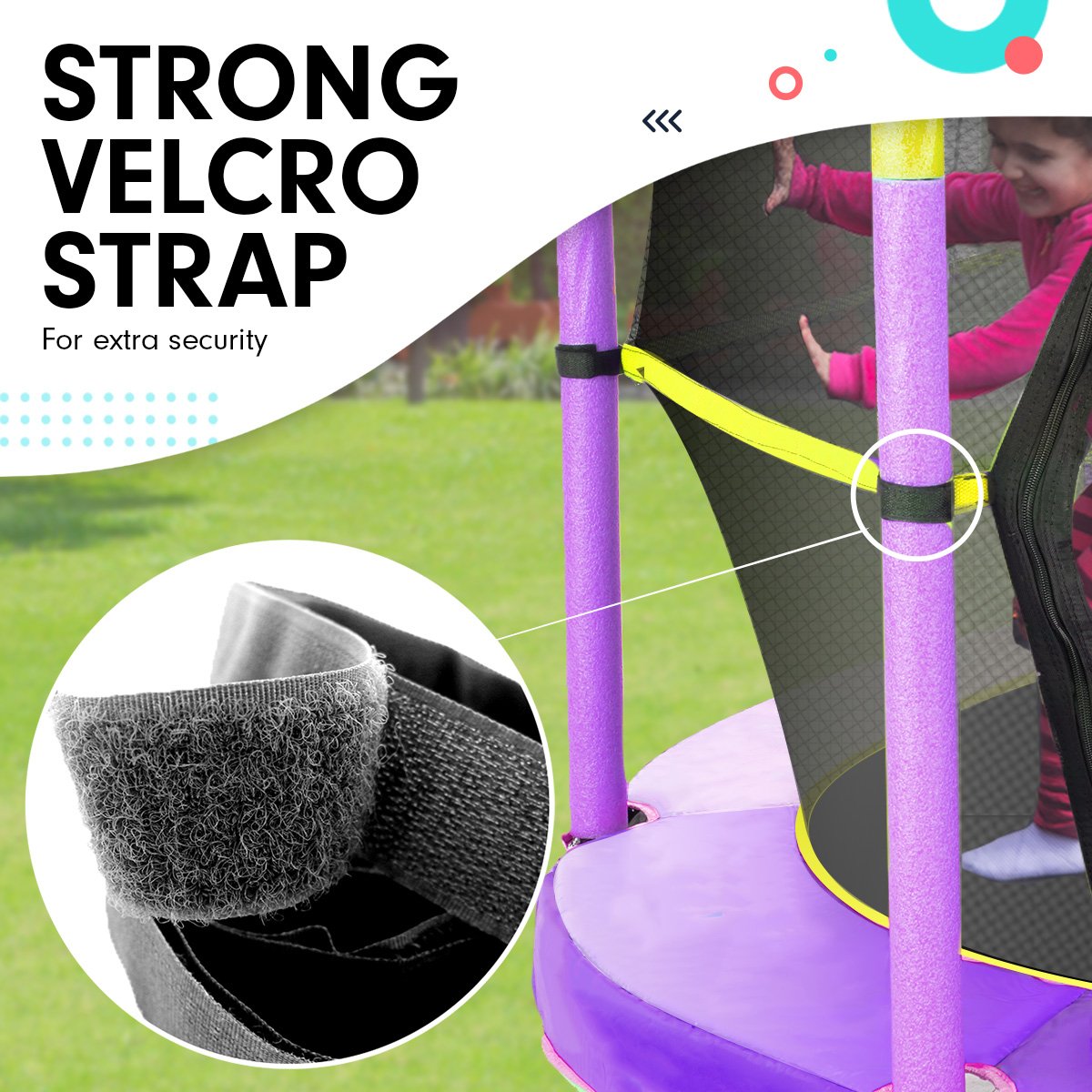 Kahuna Trampoline 4.5FT Round Free Safety Net Spring Pad Cover Mat Outdoor Yellow Purple