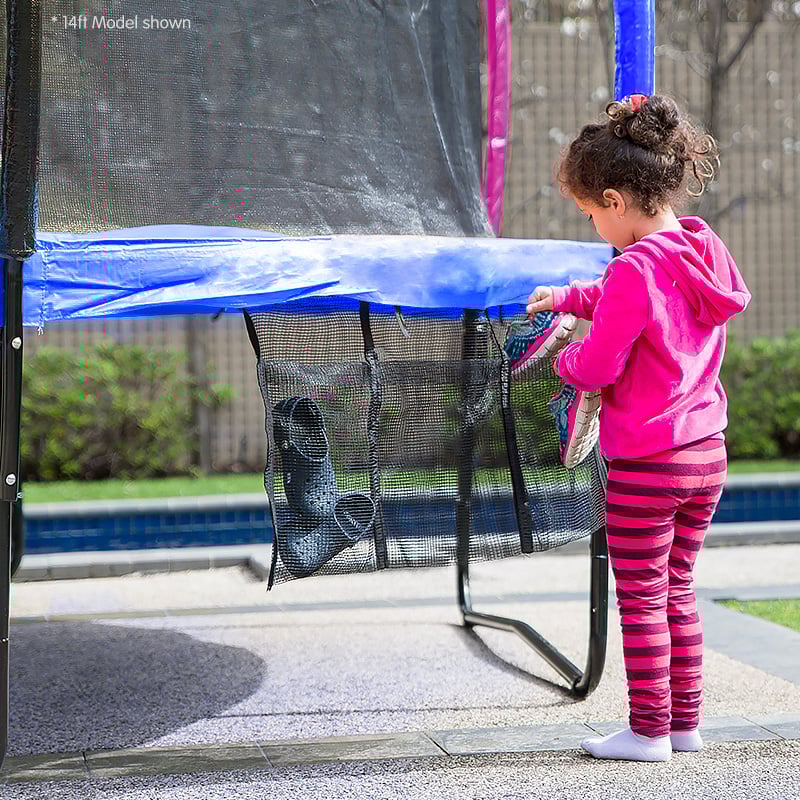 Kahuna Trampoline for Kids 8FT Outdoor Children with Safety Enclosure Mat Pad Net Ladder Basketball Hoop Set - Rainbow