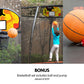 12ft Outdoor Trampoline Kids Children With Safety Enclosure Pad Mat Ladder Basketball Hoop Set - Blue