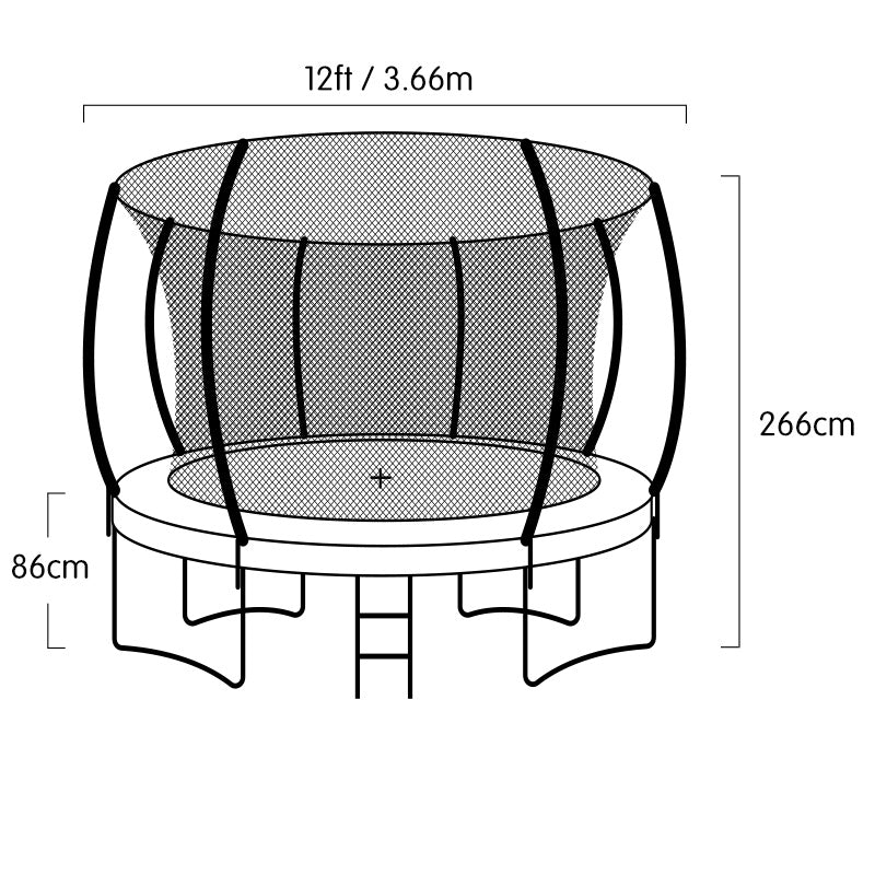 12ft Outdoor Trampoline Kids Children With Safety Enclosure Pad Mat Ladder Basketball Hoop Set - Rainbow