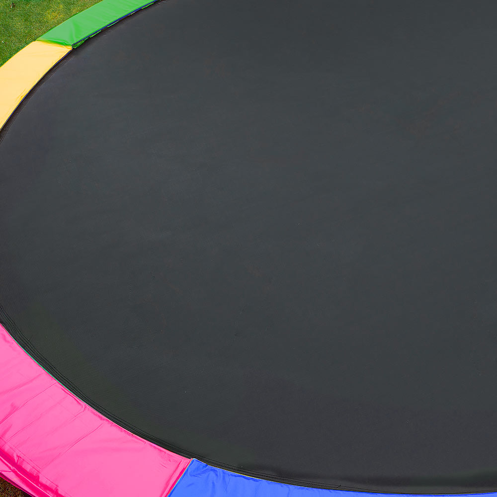 12ft Outdoor Trampoline Kids Children With Safety Enclosure Pad Mat Ladder Basketball Hoop Set - Rainbow