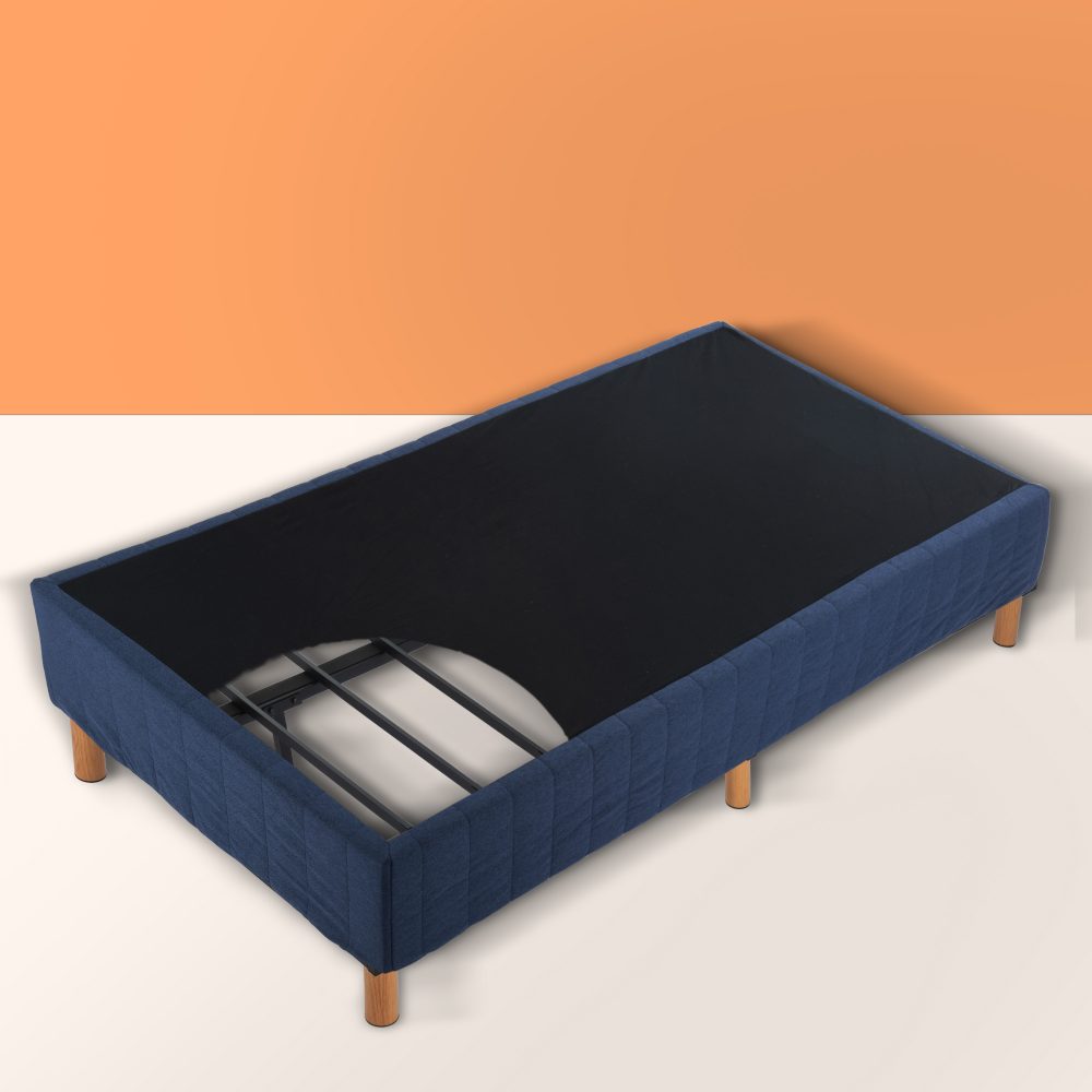 Vera Ensemble Bed Base Mattress Foundation with Metal Stats - Blue Single