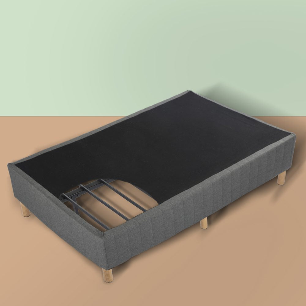 Vera Ensemble Bed Base Mattress Foundation with Metal Stats - Dark Grey King