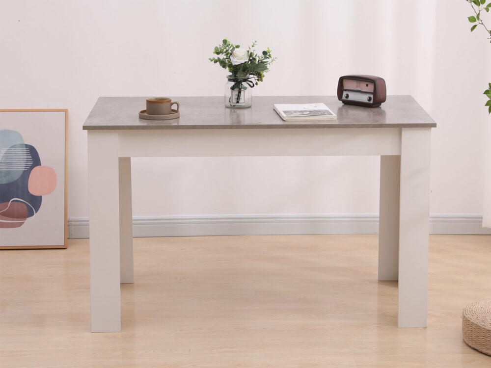 Dining Table Rectangular Wooden 120M - Grey & White