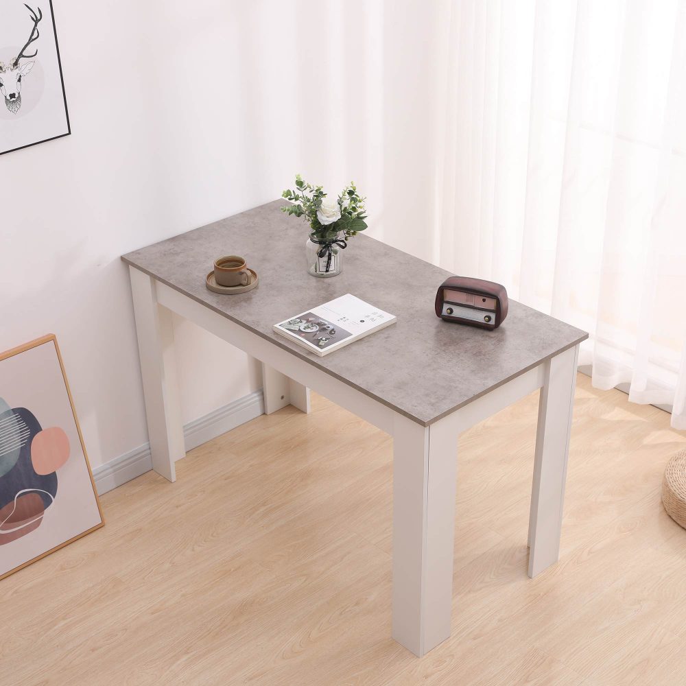 Dining Table Rectangular Wooden 120M - Grey & White