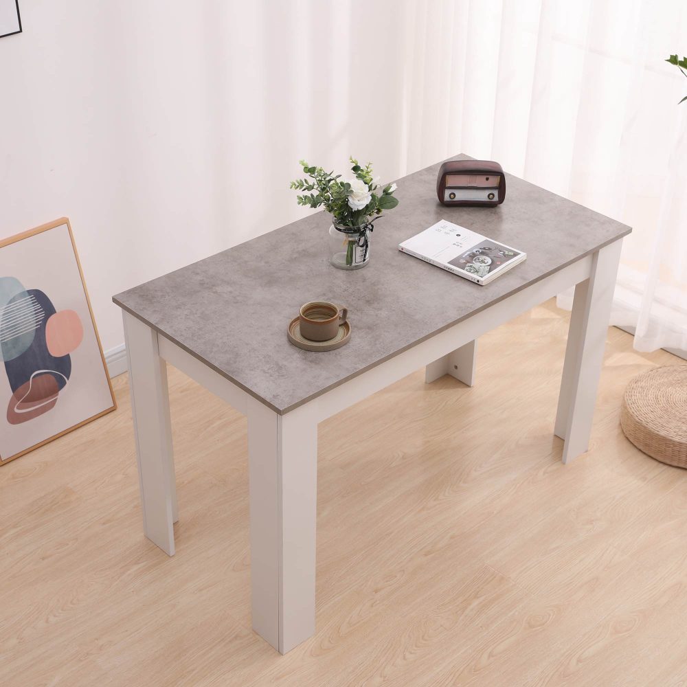 Dining Table Rectangular Wooden 120M - Grey & White