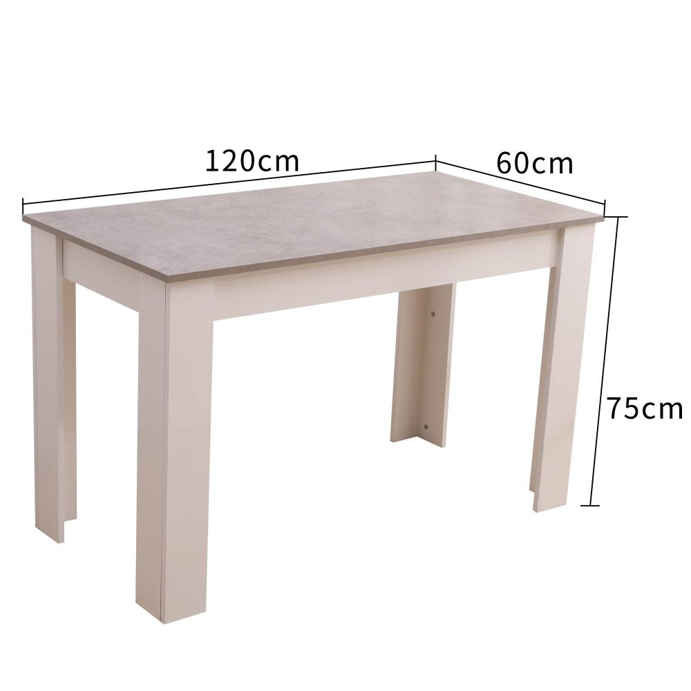 Dining Table Rectangular Wooden 120M - Grey & White