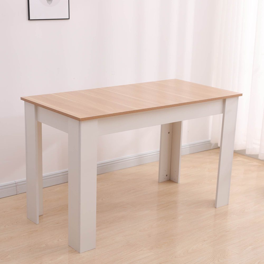 Dining Table Rectangular Wooden 120M - Wood & White