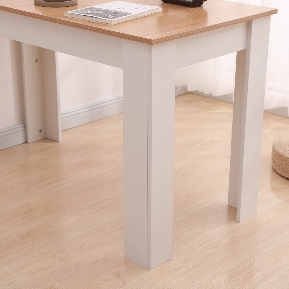 Dining Table Rectangular Wooden 120M - Wood & White