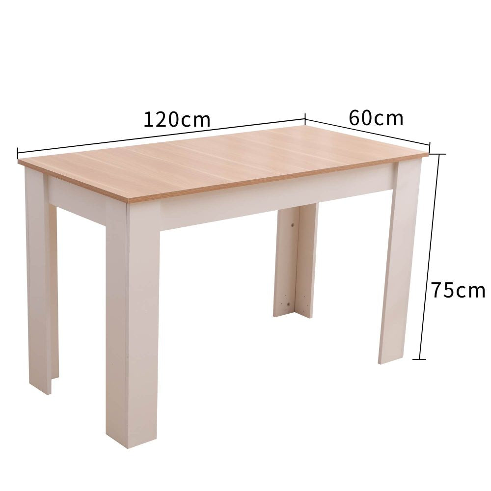 Dining Table Rectangular Wooden 120M - Wood & White