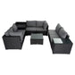 Quincy 8-Seater Modular Armchairs and Coffee Table 9-Piece Outdoor Sofa - Black