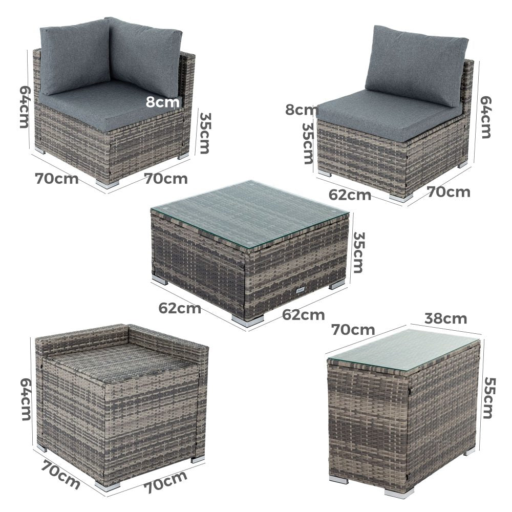 Quincy 8-Seater Outdoor Furniture Setting 9-Piece Set - Grey