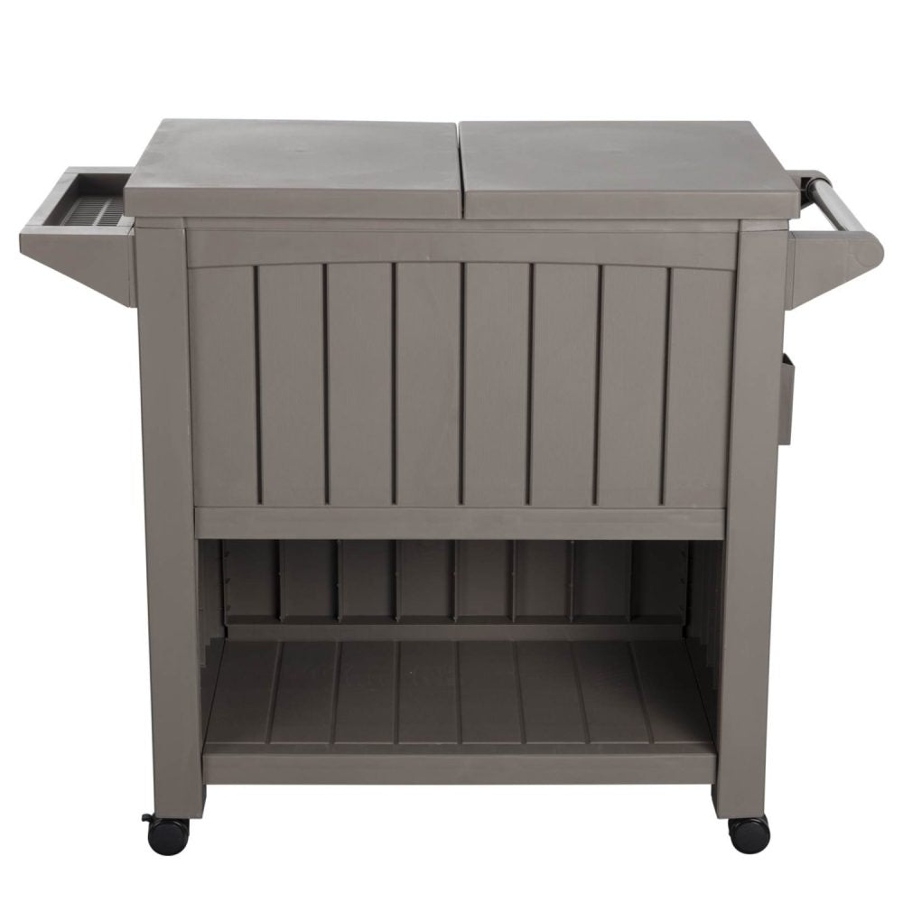 Kyle Garden Bar Serving Cart With Cooler - Taupe