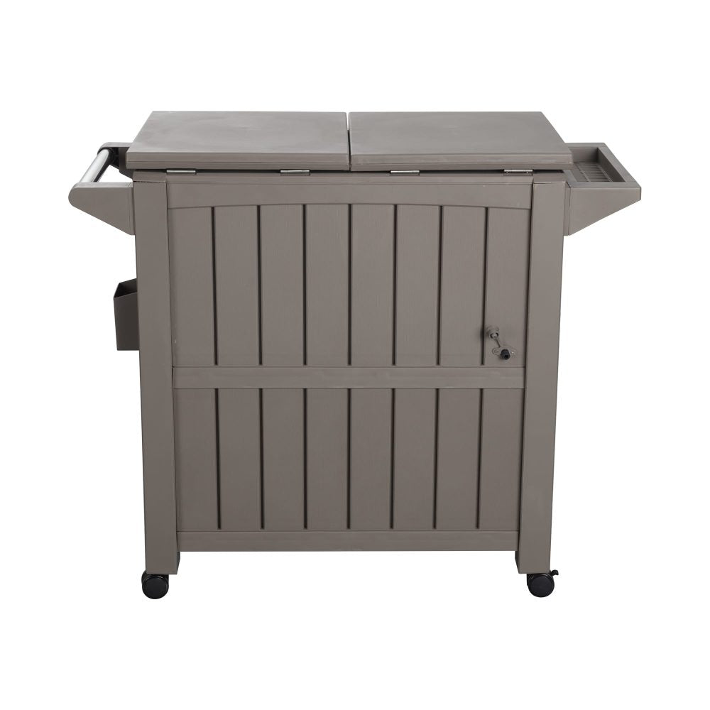 Kyle Garden Bar Serving Cart With Cooler - Taupe