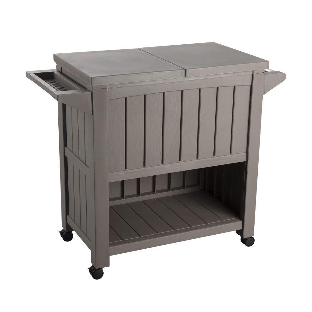Kyle Garden Bar Serving Cart With Cooler - Taupe