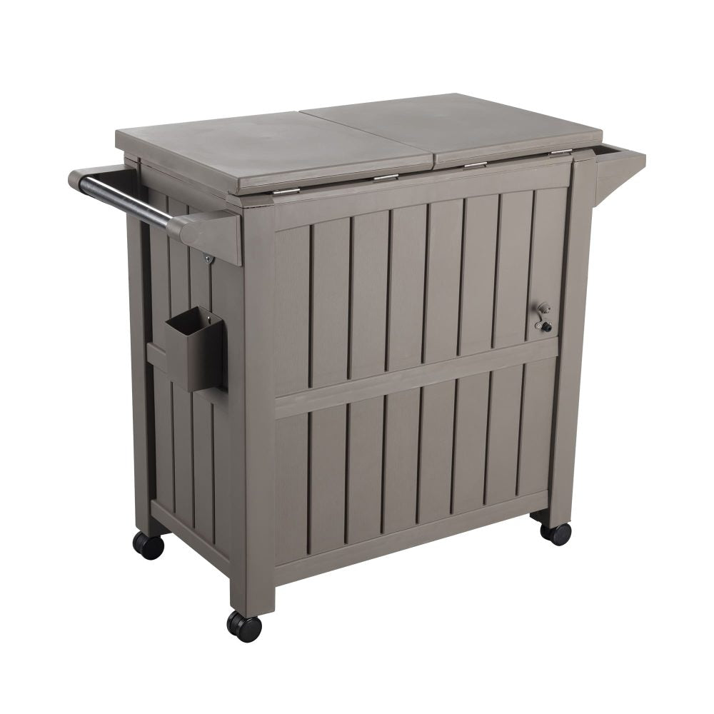 Kyle Garden Bar Serving Cart With Cooler - Taupe