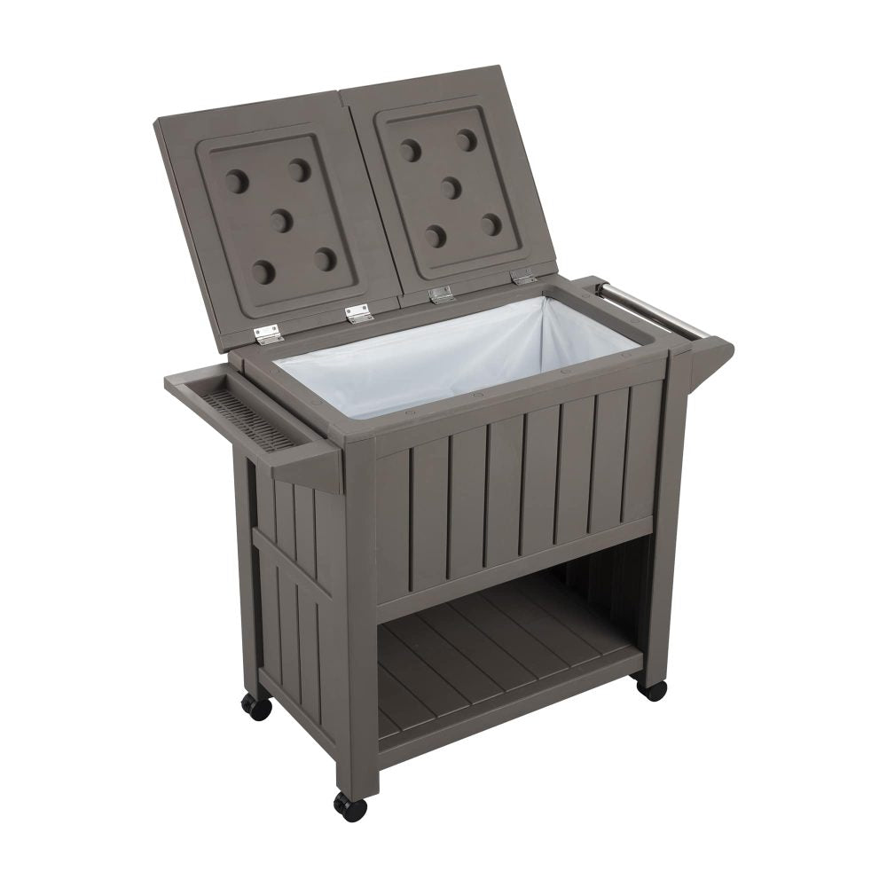 Kyle Garden Bar Serving Cart With Cooler - Taupe