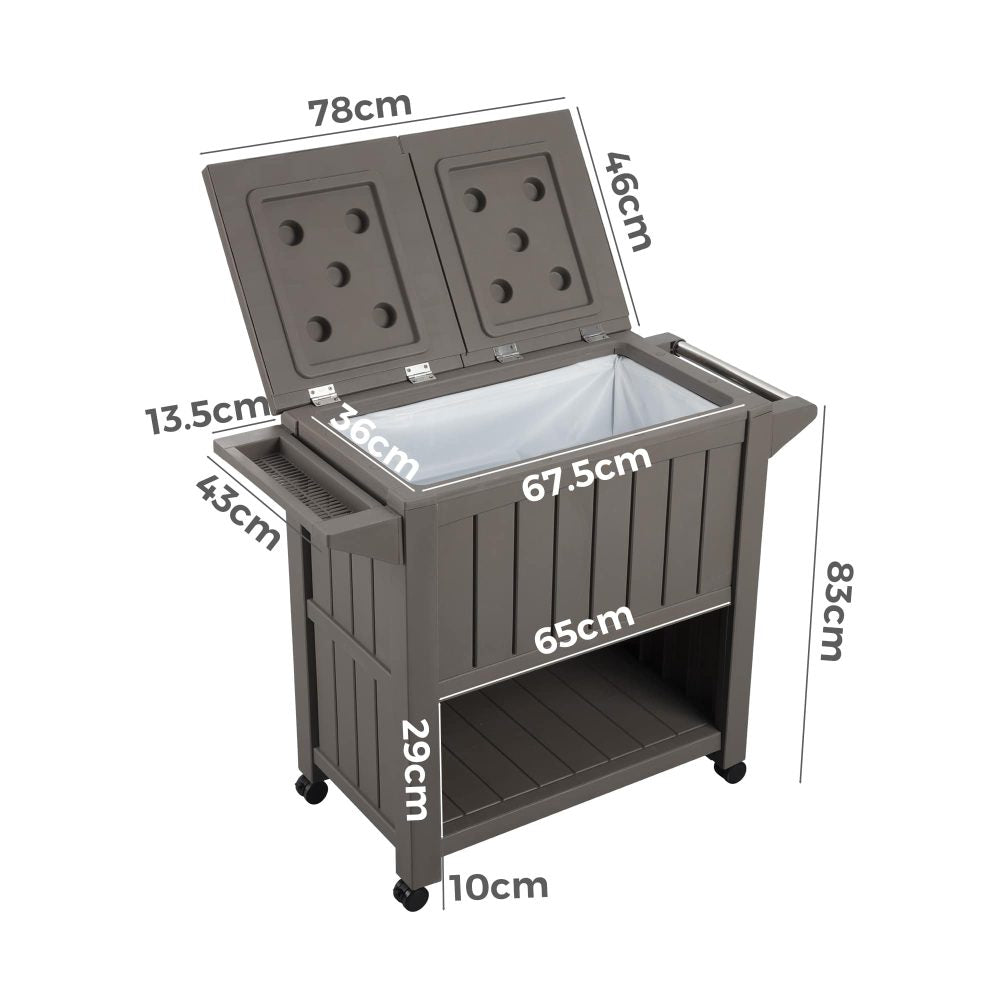Kyle Garden Bar Serving Cart With Cooler - Taupe