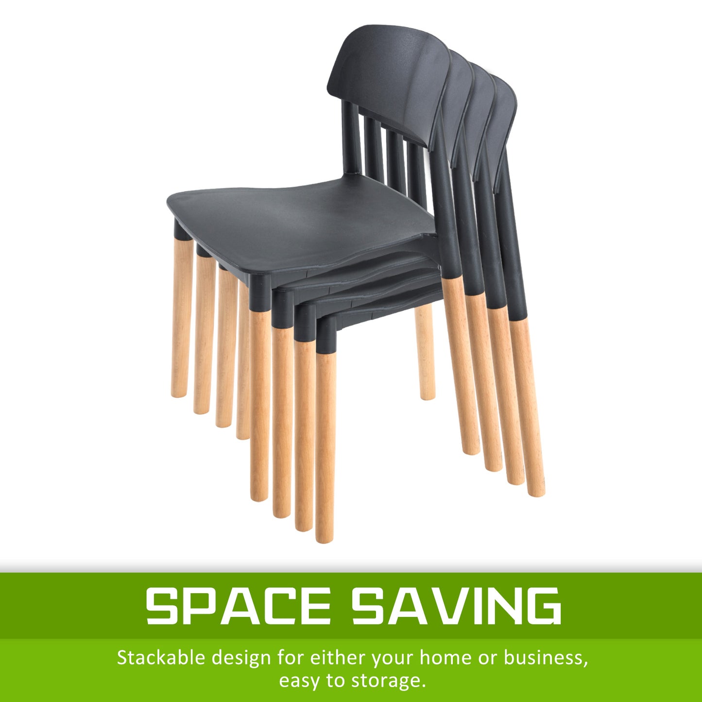 Mabel Set of 2 Retro Belloch Stackable Dining Cafe Chair - Black