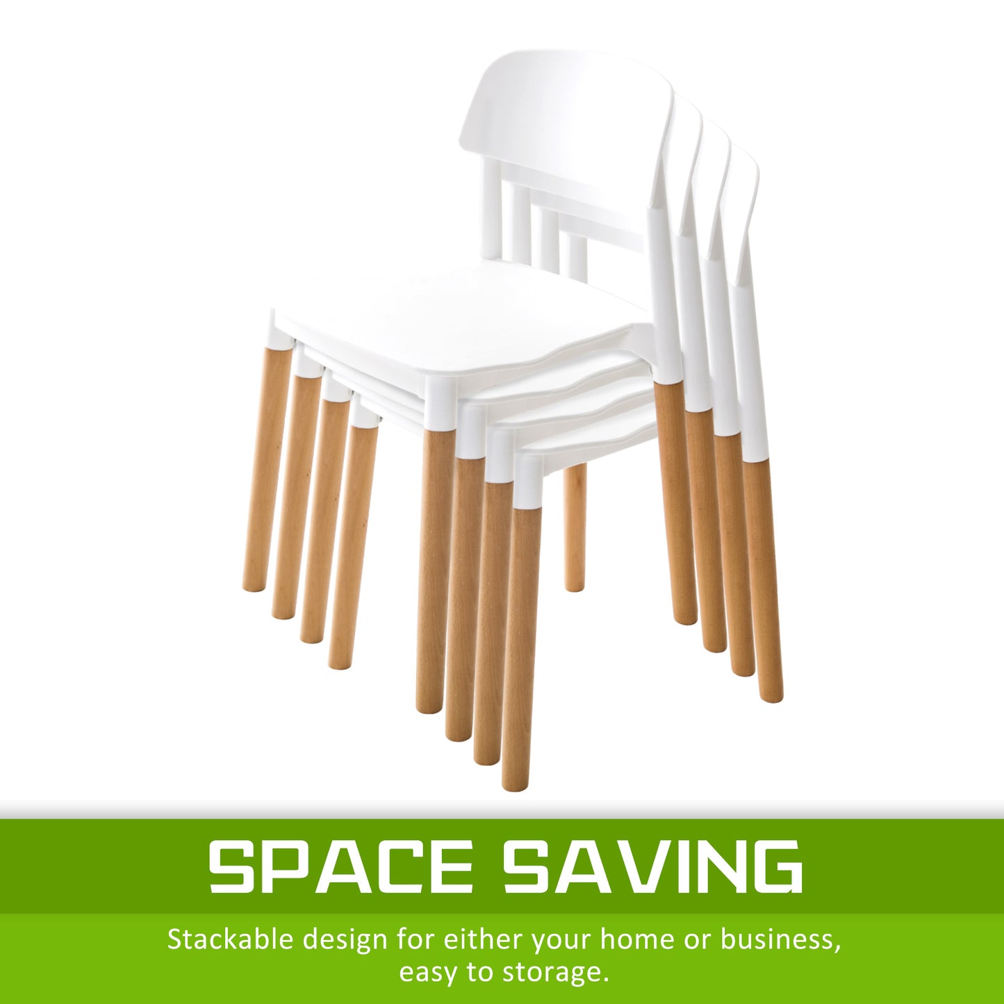 Mabel Set of 4 Retro Belloch Stackable Dining Cafe Chair - White