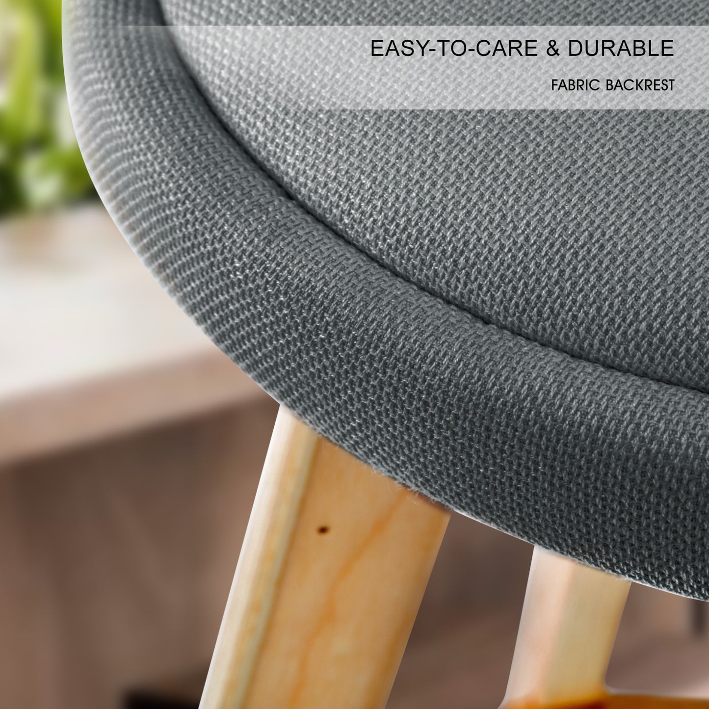 Set of 2 Aberdeen Wooden Bar Stool Dining Chair Fabric - Grey