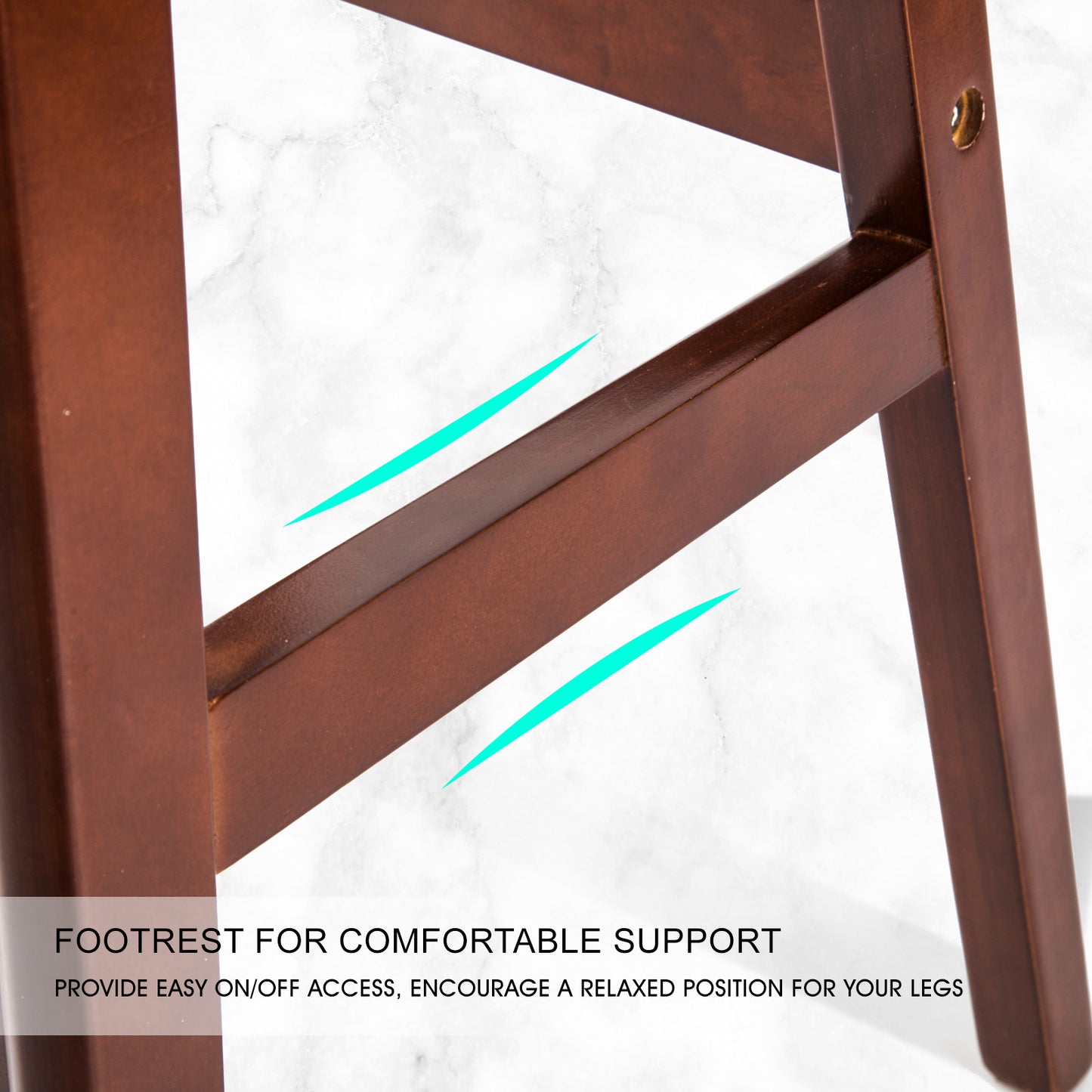 Set of 2 Cambridge Wooden Bar Stool Dining Chair Leather - White & Brown