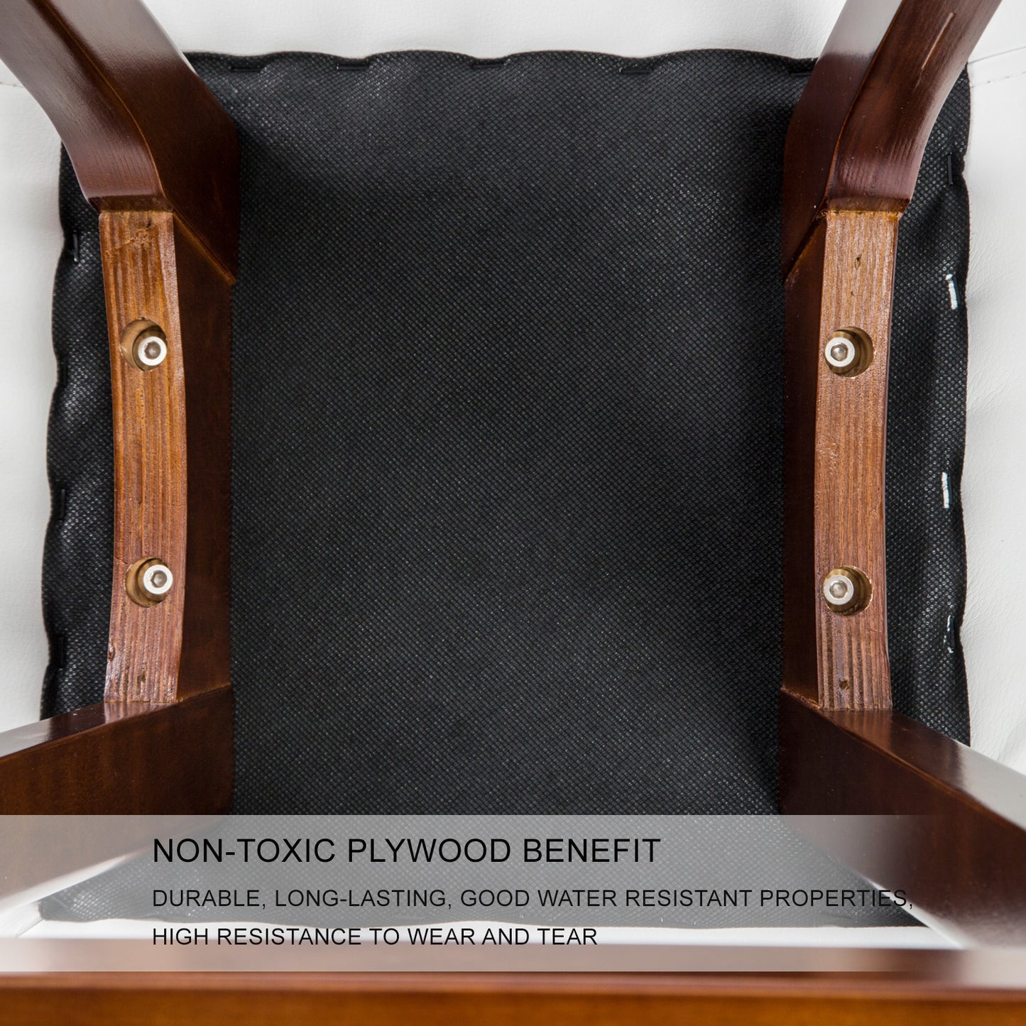 Set of 2 Cambridge Wooden Bar Stool Dining Chair Leather - White & Brown