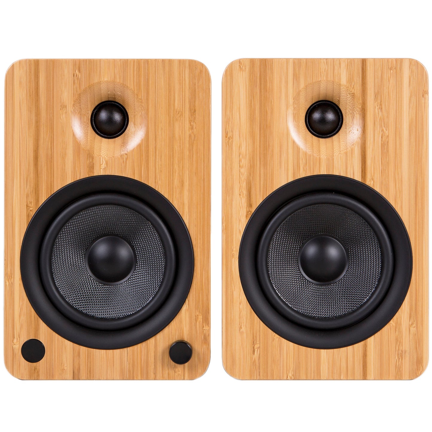 YU6 200W Powered Bookshelf Speakers With Bluetooth® And Phono Preamp - Bamboo