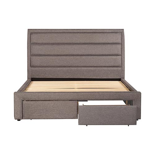 Zafina Storage Bed Frame Fabric Upholstery in with Drawers - Light Grey King