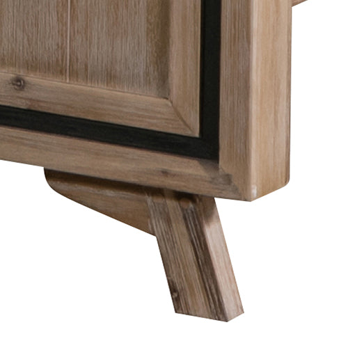 Gabriella Acacia Wood Silver Brush Wood Bed Frame - Natural Queen