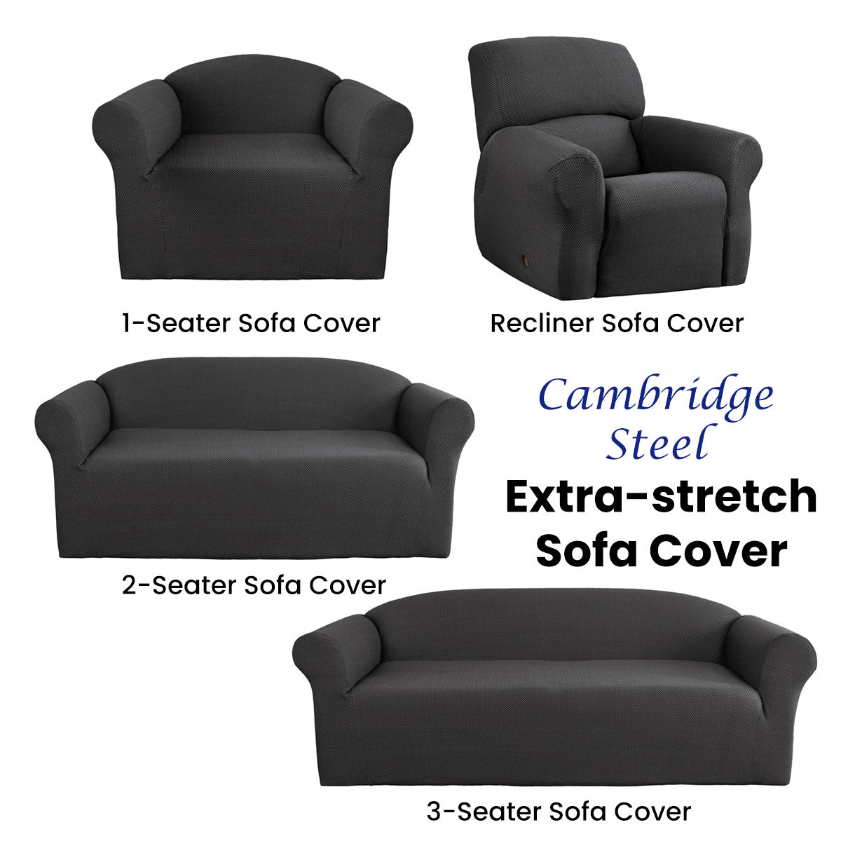 Extra-stretch Couch Cover Steel Two Seater Steel