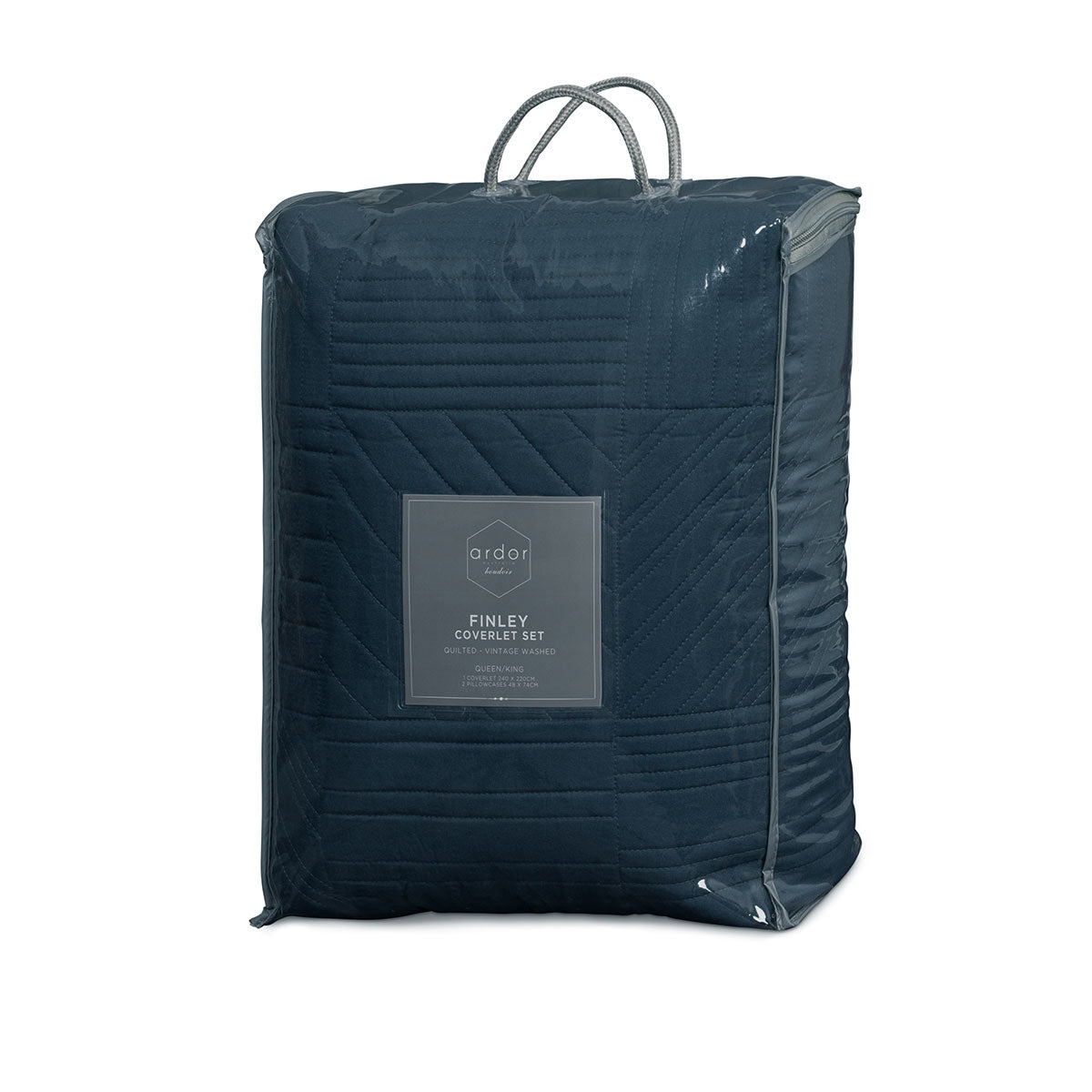 QUEEN 3-Piece Quilted Coverlet Set - Navy