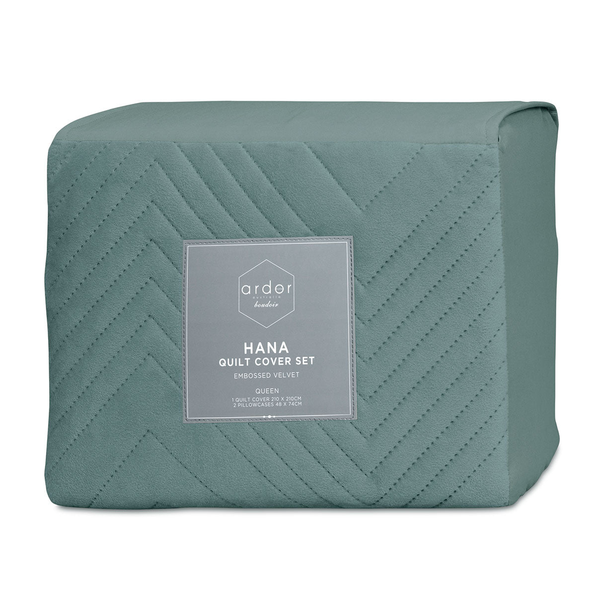 QUEEN Embossed Velvet Quilt Cover Set - Green
