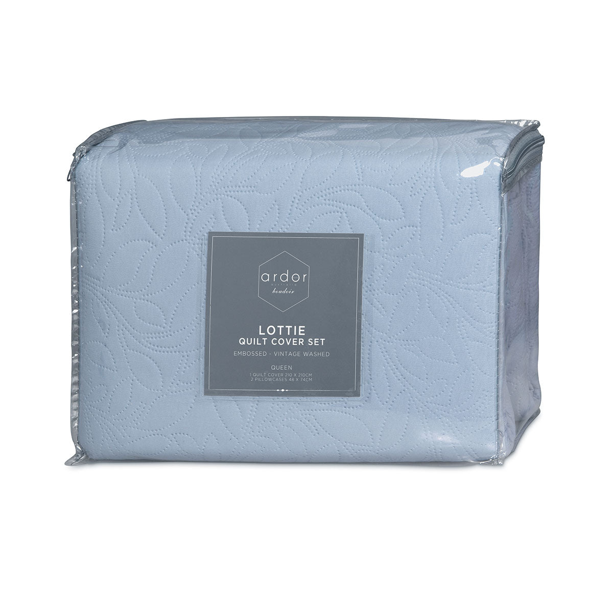 KING Pinsonic Embossed Quilt Cover Set - Bluebell