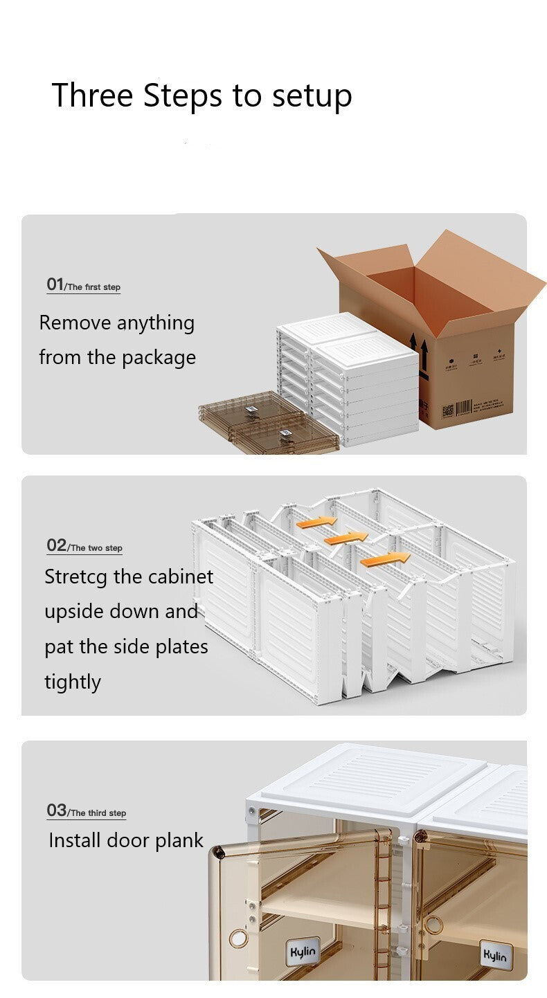 Cubes Storage Folding Cabinet Wardrobe With 8 Grids & 4 Doors & 1 Hanger