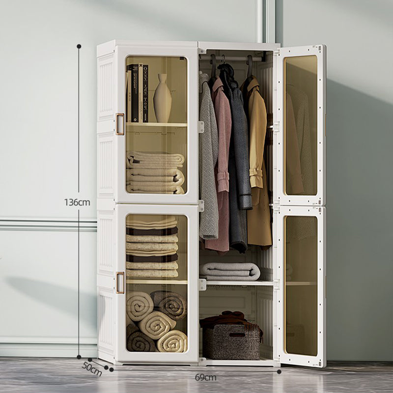 Cubes Storage Folding Cabinet Wardrobe With 8 Grids & 4 Doors & 1 Hanger