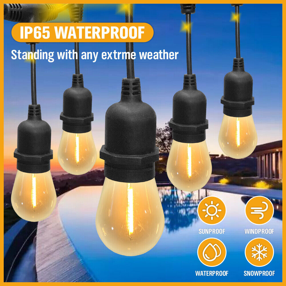 Solar Power 15 LED 18.2M Festoon String Lights Wedding Party Waterproof