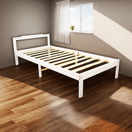 Gilly Wooden Bed Frame - White Single