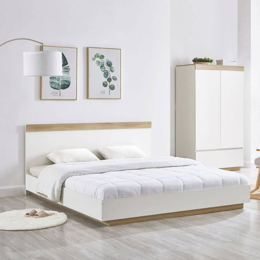 Eleanor Industrial Contemporary Bedhead Oak Bed Frame - White King