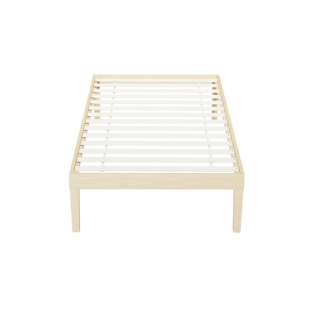 Lyanna Bed Frame Wooden Base Platform Timber Pine - Natural Single