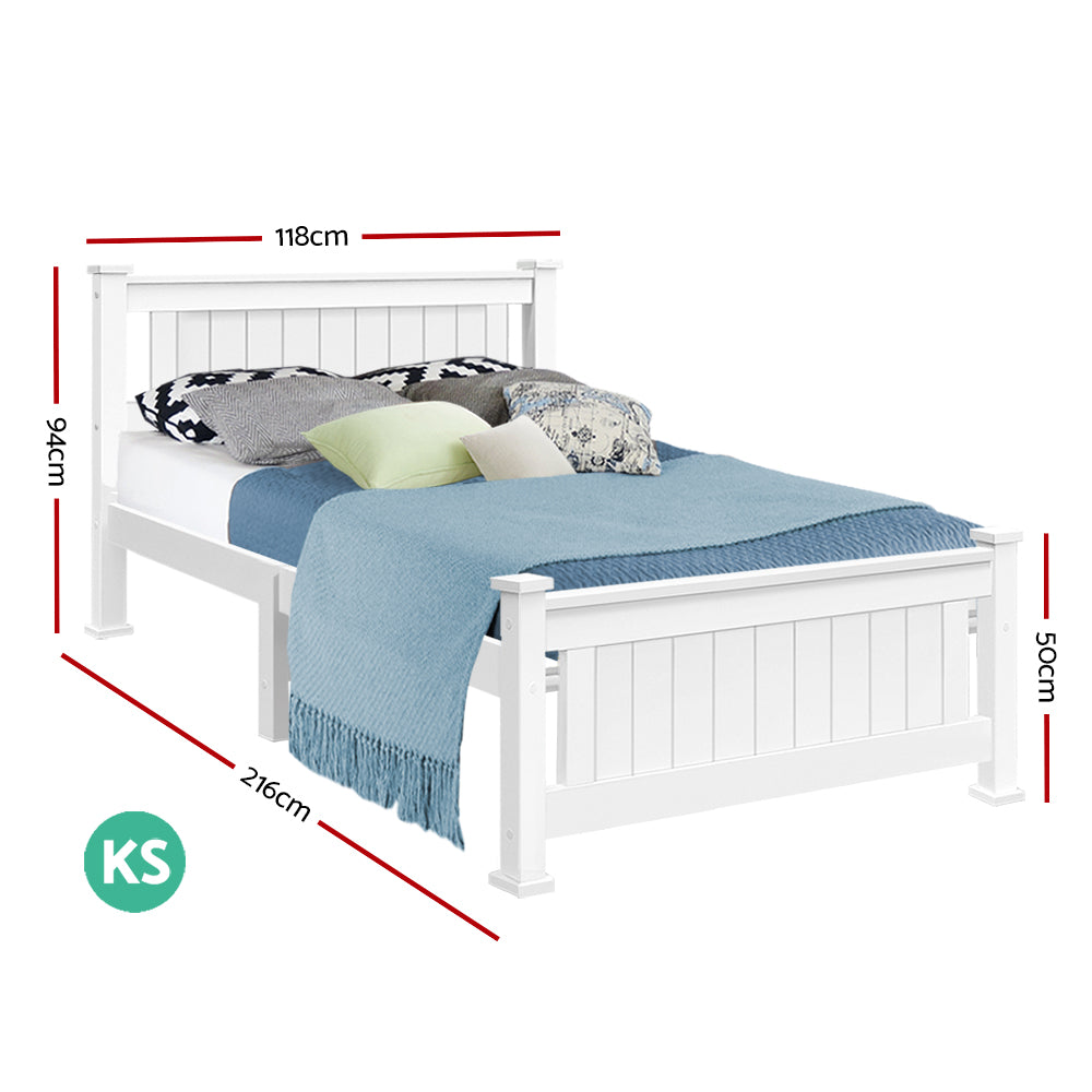 Amber Bed & Mattress Package no Drawers - White King Single