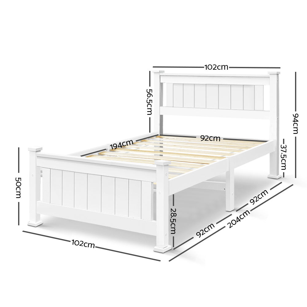 Amber Bed & Mattress Package no Drawers - White Single