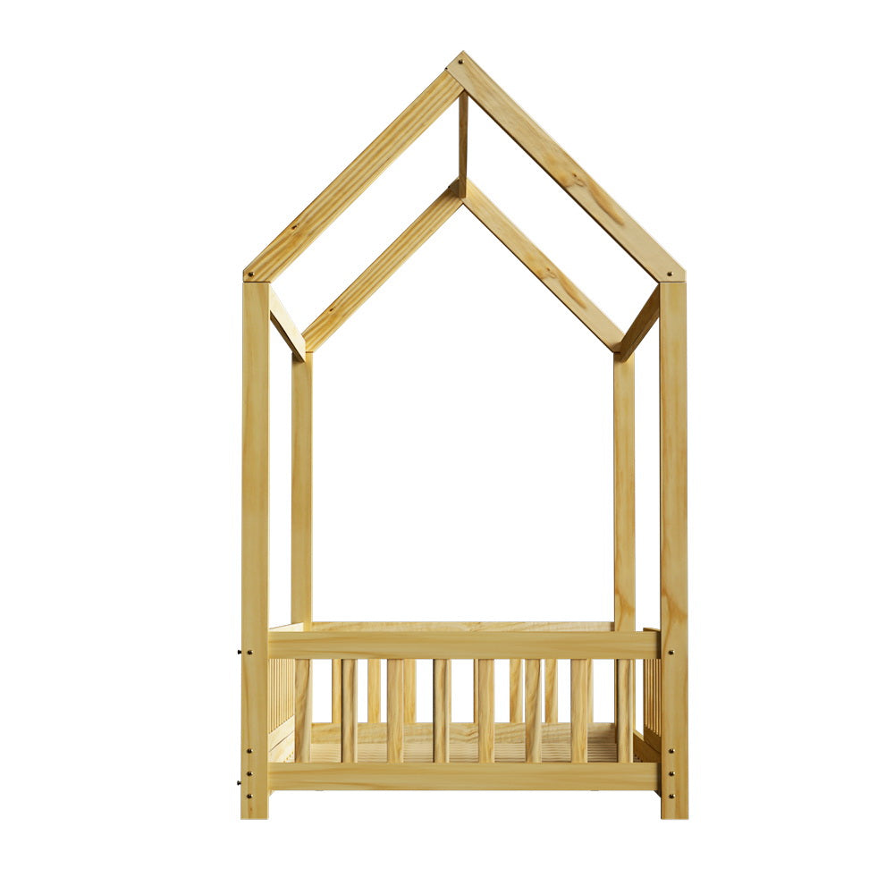 Blair Wooden Bed Frame House Pine Timber Platform - Oak Single