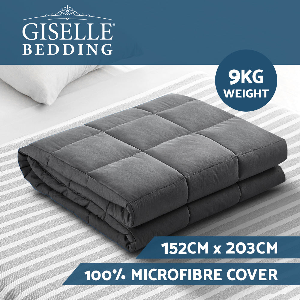 Wrigley Weighted Soft Blanket 9KG Heavy Gravity Microfibre Cover Calming Relax Anxiety Relief - Grey