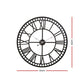60cm Large Wall Clock Roman Numerals Round Metal Luxury Home Decor Black